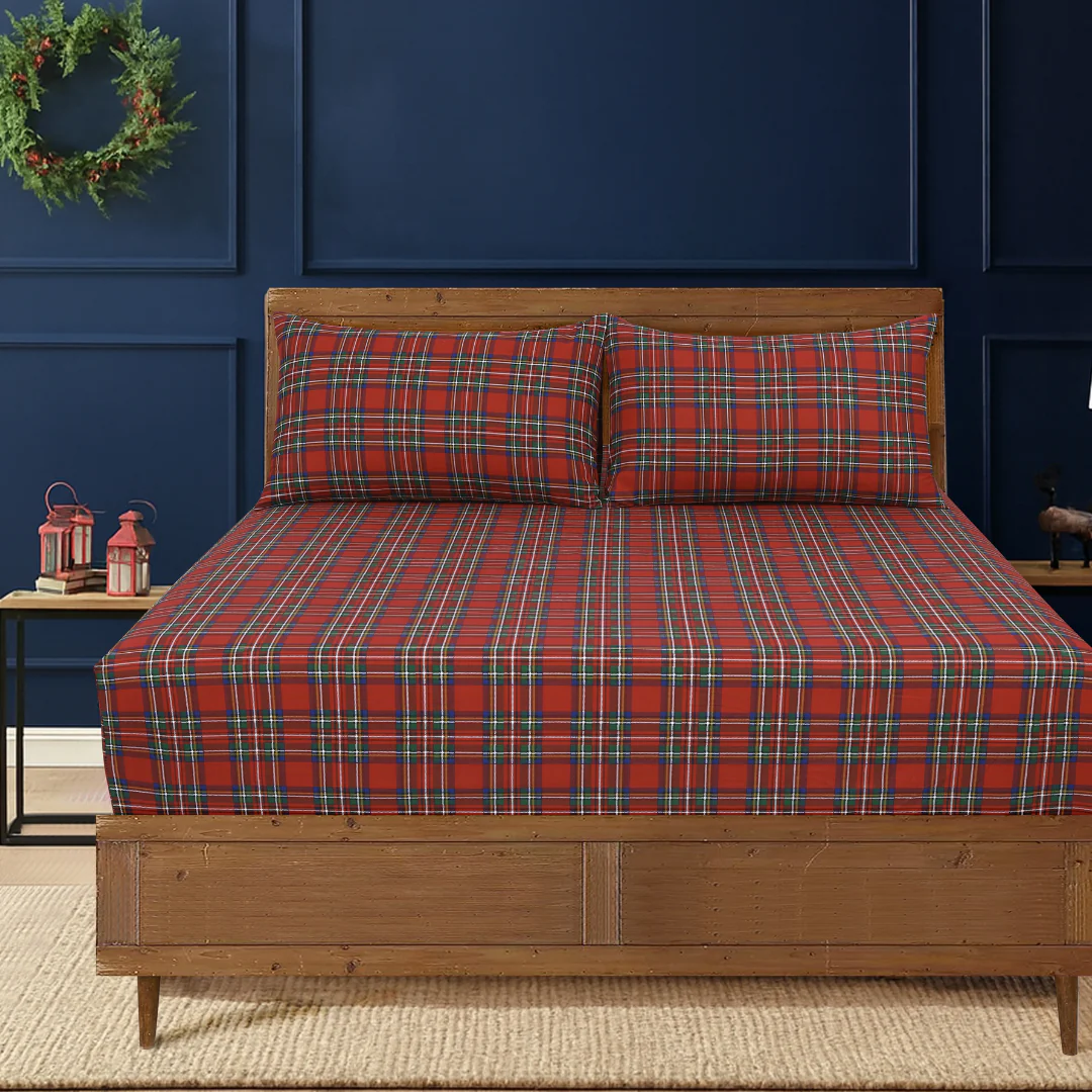 British Checked Red - Fitted Sheet