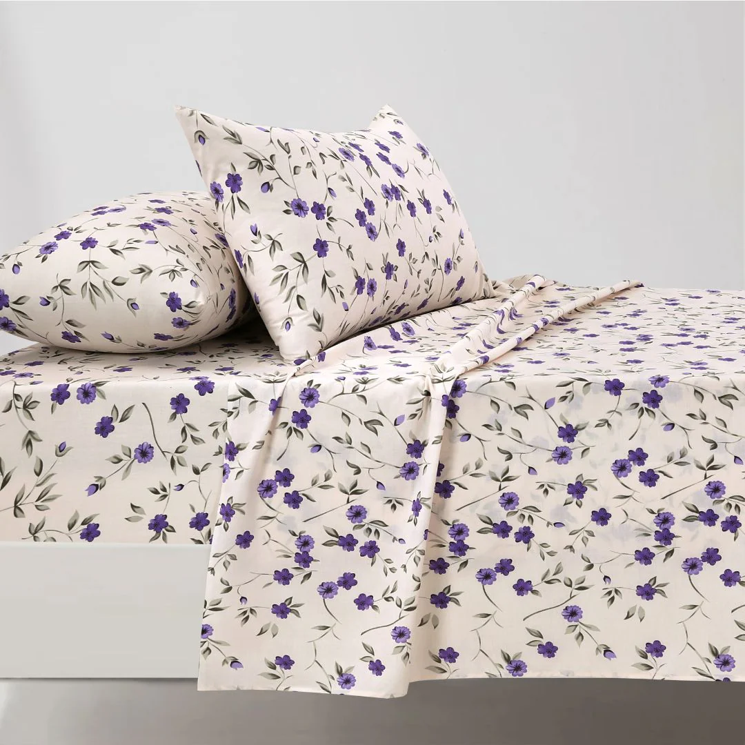 Purple Floral - Bedsheet